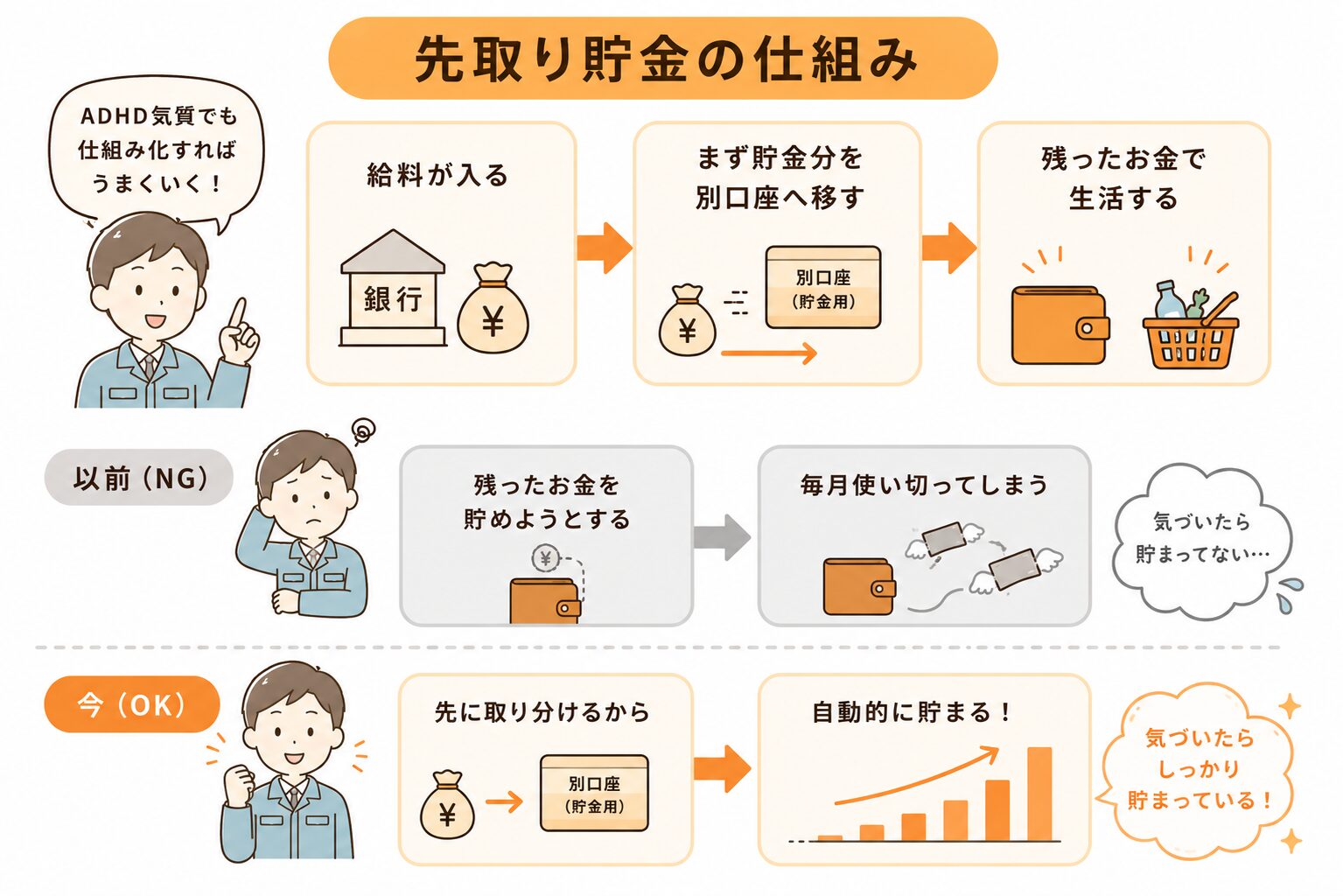 先取り貯金の仕組みフロー図