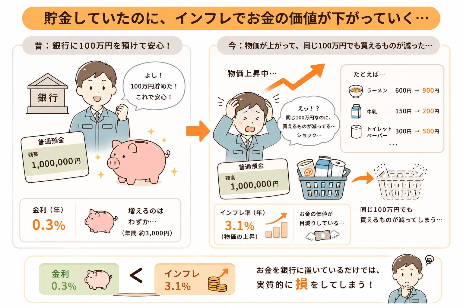 貯金vsインフレ比較図
