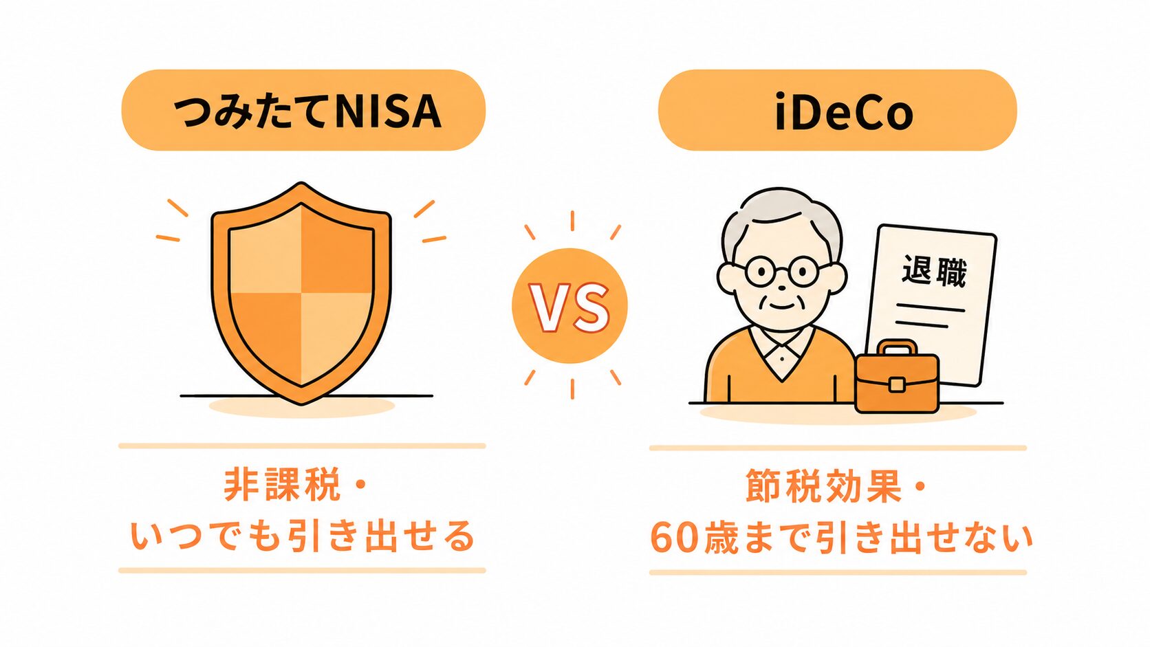 つみたてNISAとiDeCoの比較図